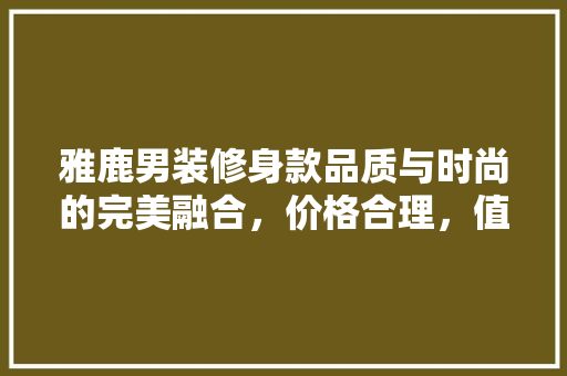 雅鹿男装修身款品质与时尚的完美融合，价格合理，值得入手