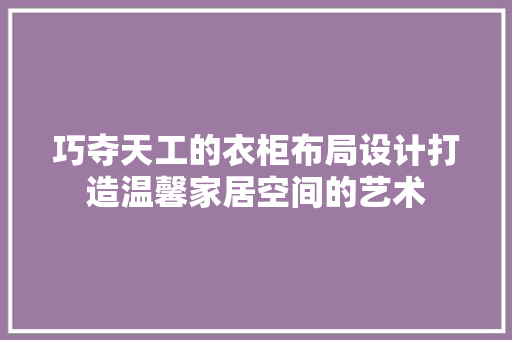 巧夺天工的衣柜布局设计打造温馨家居空间的艺术