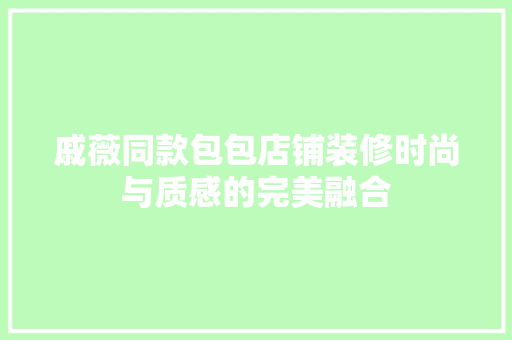 戚薇同款包包店铺装修时尚与质感的完美融合