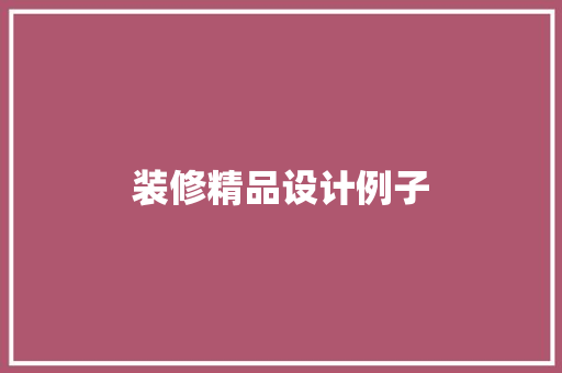 装修精品设计例子