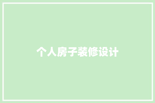 个人房子装修设计