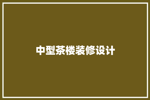 中型茶楼装修设计