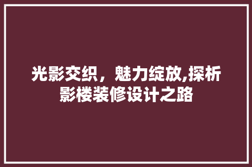 光影交织，魅力绽放,探析影楼装修设计之路