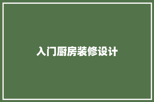 入门厨房装修设计