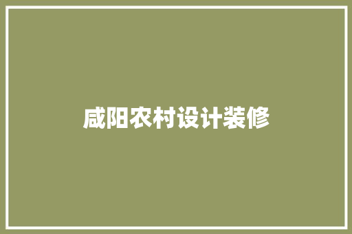 咸阳农村设计装修