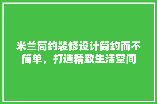米兰简约装修设计简约而不简单，打造精致生活空间