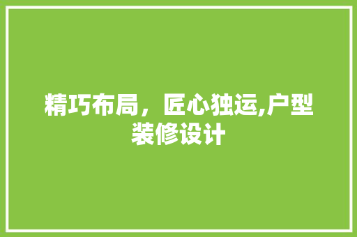 精巧布局，匠心独运,户型装修设计
