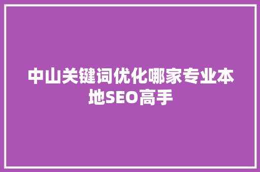 中山关键词优化哪家专业本地SEO高手