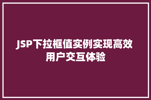 JSP下拉框值实例实现高效用户交互体验 第1张 JSP下拉框值实例实现高效用户交互体验 第1张