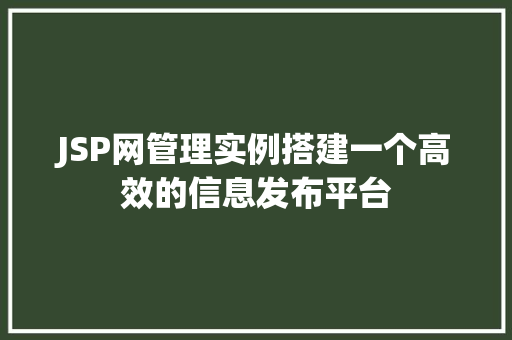 JSP网管理实例搭建一个高效的信息发布平台
