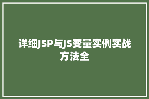 详细JSP与JS变量实例实战方法全