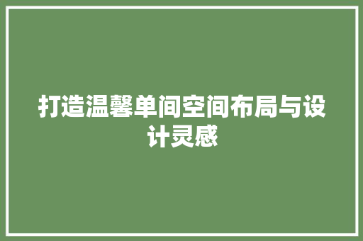 打造温馨单间空间布局与设计灵感