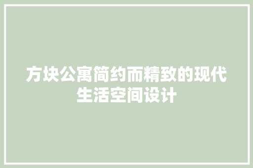 方块公寓简约而精致的现代生活空间设计