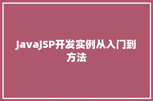 JavaJSP开发实例从入门到方法