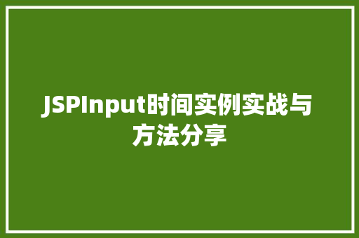 JSPInput时间实例实战与方法分享