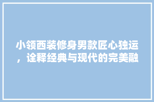 小领西装修身男款匠心独运，诠释经典与现代的完美融合