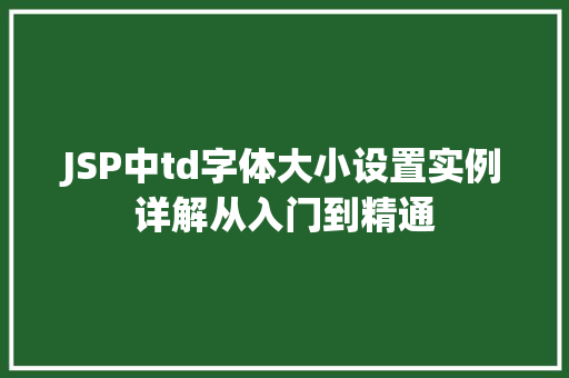 JSP中td字体大小设置实例详解从入门到精通
