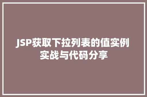 JSP获取下拉列表的值实例实战与代码分享