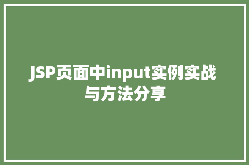 JSP页面中input实例实战与方法分享