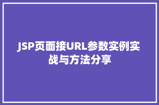 JSP页面接URL参数实例实战与方法分享