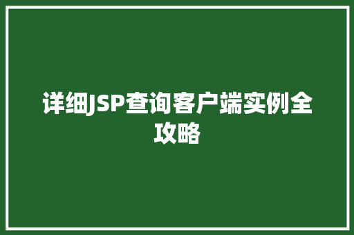 详细JSP查询客户端实例全攻略
