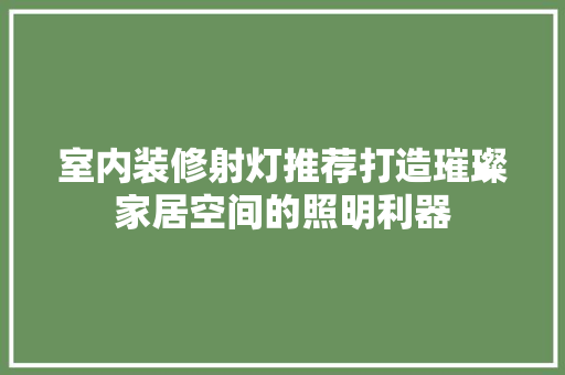 室内装修射灯推荐打造璀璨家居空间的照明利器