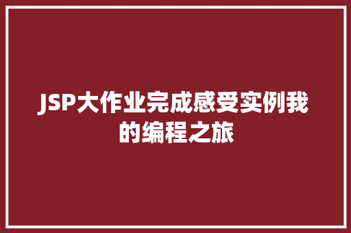 JSP大作业完成感受实例我的编程之旅