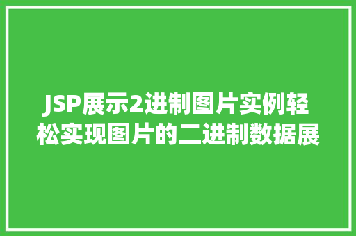 JSP展示2进制图片实例轻松实现图片的二进制数据展示