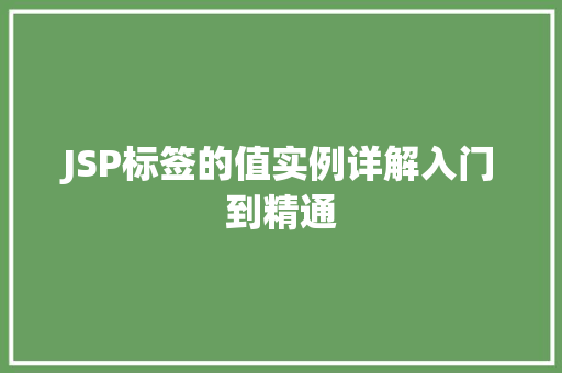 JSP标签的值实例详解入门到精通