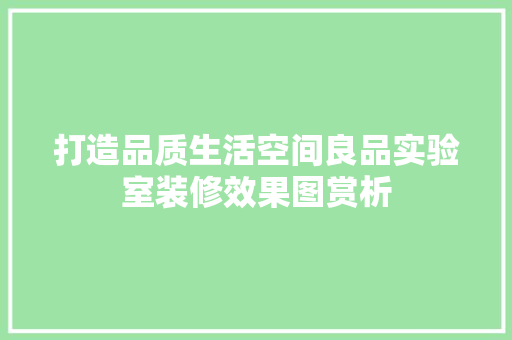 打造品质生活空间良品实验室装修效果图赏析