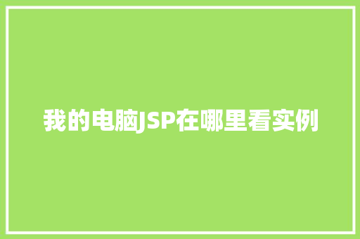 我的电脑JSP在哪里看实例