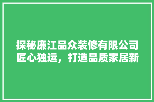 探秘廉江品众装修有限公司匠心独运，打造品质家居新篇章