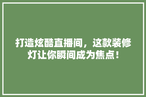 打造炫酷直播间，这款装修灯让你瞬间成为焦点！
