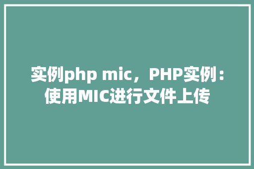 实例php mic，PHP实例：使用MIC进行文件上传