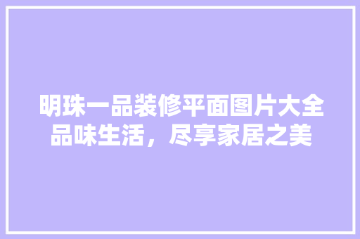 明珠一品装修平面图片大全品味生活，尽享家居之美