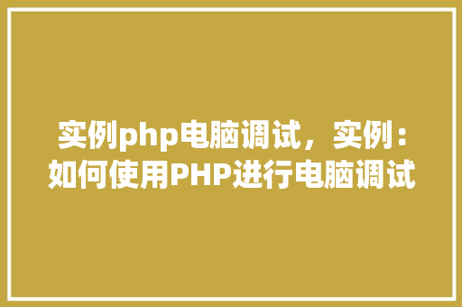 实例php电脑调试，实例：如何使用PHP进行电脑调试