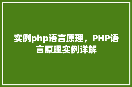 实例php语言原理，PHP语言原理实例详解
