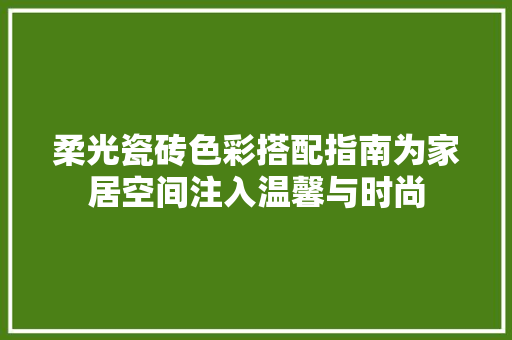 柔光瓷砖色彩搭配指南为家居空间注入温馨与时尚