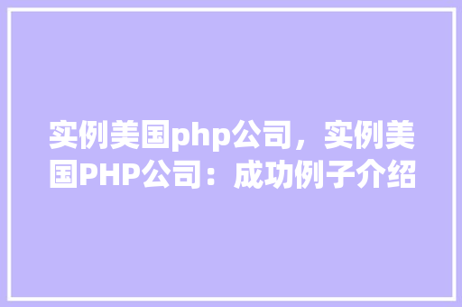 实例美国php公司，实例美国PHP公司：成功例子介绍  第1张