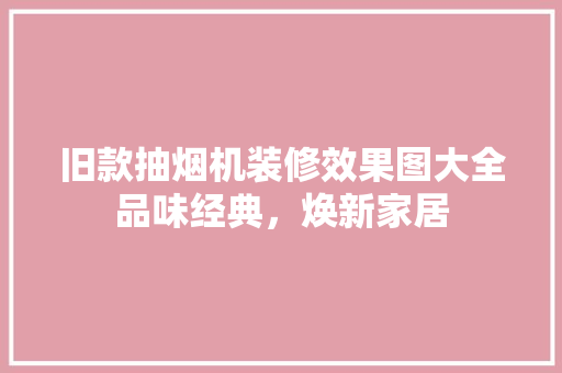 旧款抽烟机装修效果图大全品味经典，焕新家居