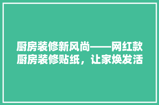 厨房装修新风尚——网红款厨房装修贴纸，让家焕发活力与时尚