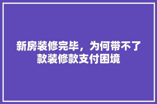 新房装修完毕,为何带不了款装修款支付困境