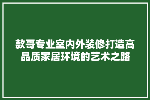 款哥专业室内外装修打造高品质家居环境的艺术之路