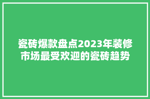 瓷砖爆款盘点2023年装修市场最受欢迎的瓷砖趋势