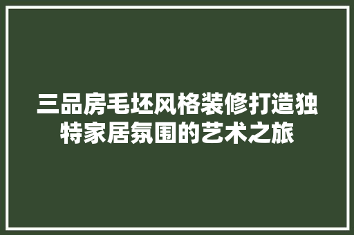 三品房毛坯风格装修打造独特家居氛围的艺术之旅