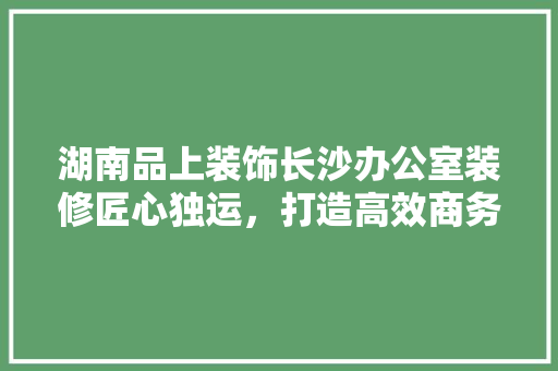 湖南品上装饰长沙办公室装修匠心独运，打造高效商务空间