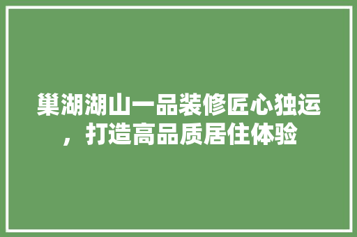 巢湖湖山一品装修匠心独运，打造高品质居住体验