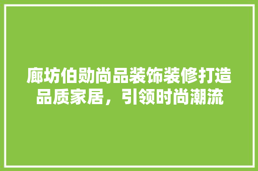 廊坊伯勋尚品装饰装修打造品质家居，引领时尚潮流