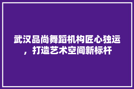 武汉品尚舞蹈机构匠心独运，打造艺术空间新标杆