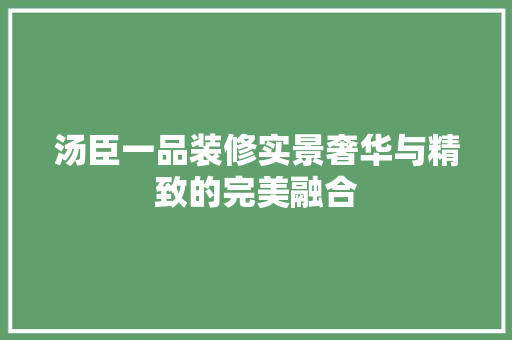 汤臣一品装修实景奢华与精致的完美融合